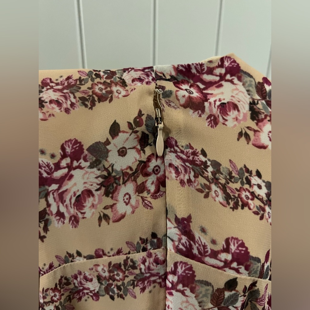 Nanette Lepore Light Pink/Nude Floral Print Midi Sun Dress - Feminine Romantic - Picture 8 of 9